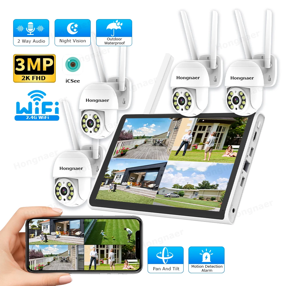 Home Security Systems With Cameras - 2026 Hongnaer 3MP 4-kanaals WiFi Home