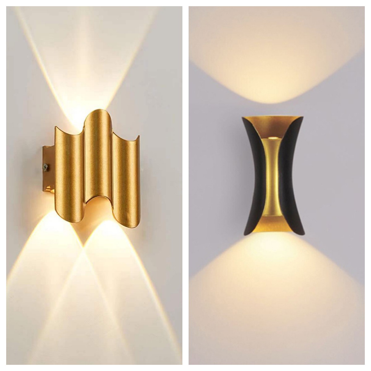 Home Security Yard Sign - Aluminium Golden Body LED Wandlamp Buiten