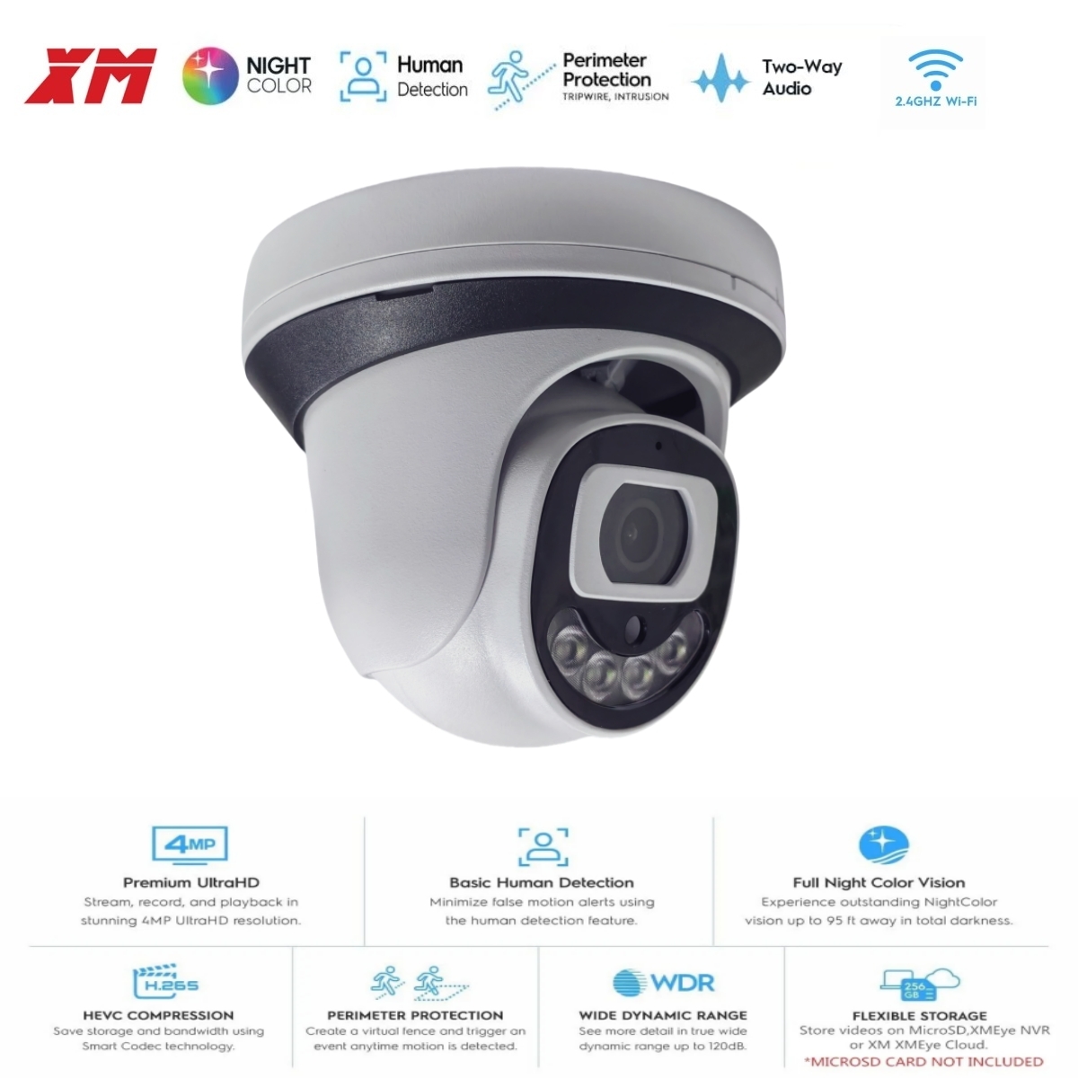 Home Security Video Systems - 4MP WiFi-beveiligingscamera Indoor Dome Draadloze kleuren