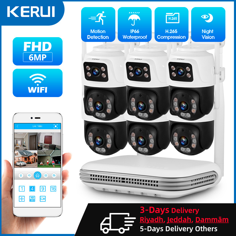 Home Security Systems With Cameras - KERUI Waterdichte 6MP HD Draadloze Dual