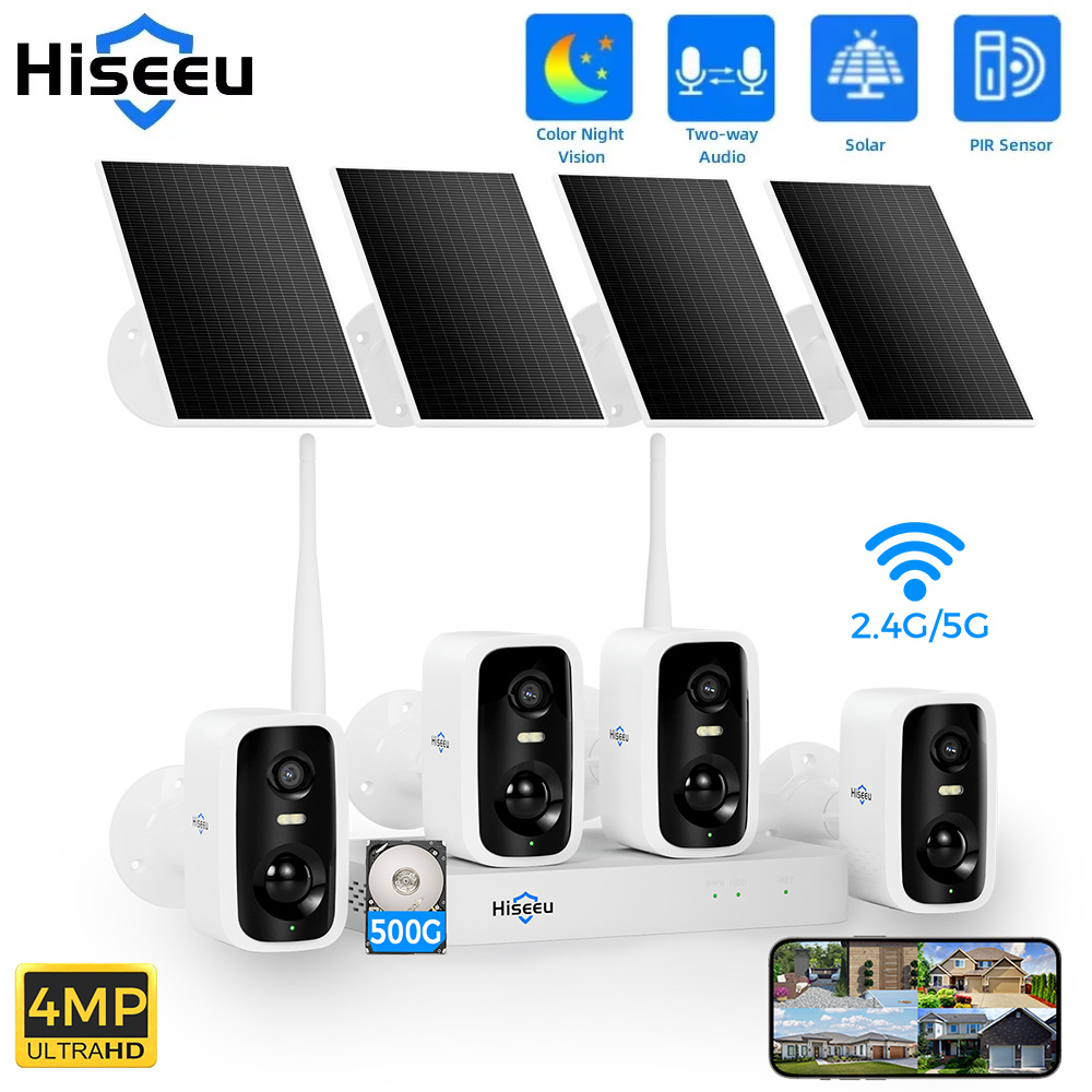 Home Security Video Systems - Hiseeu 10CH NVR 4MP WiFi Solar