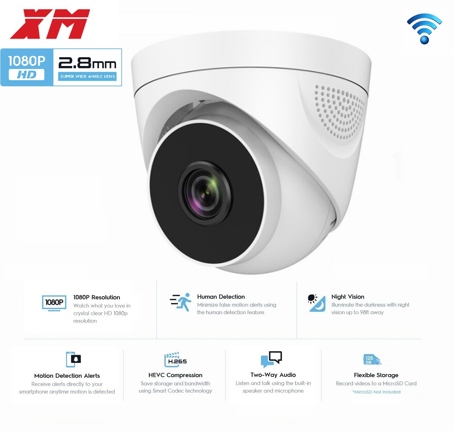 Home Security Video Systems - 1080P WiFi beveiligingscamera 2MP Dome draadloze