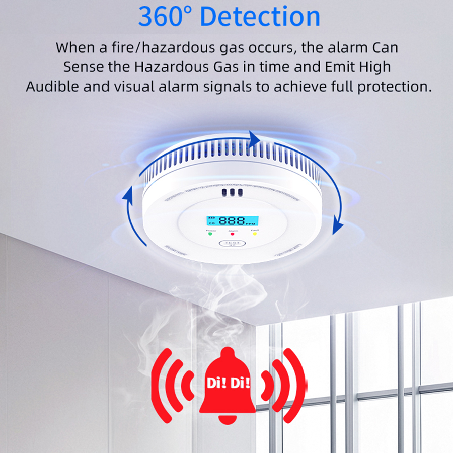 Home Security App - 10 jaar Rook- en koolmonoxidedetector Batterijback-up