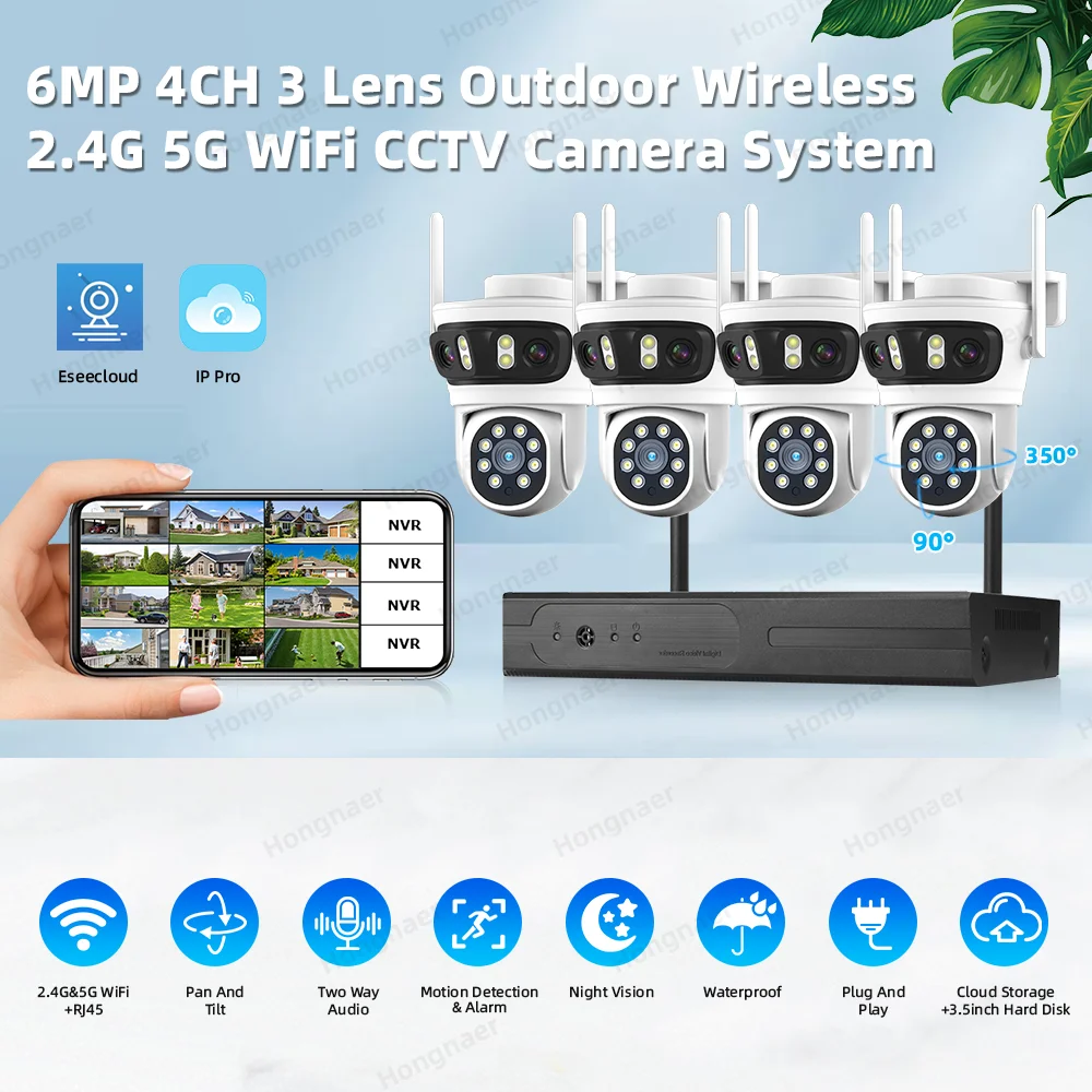 2026 Hongnaer 6MP 4CH 3-lens 2 - Home Security Systems With Cameras recensie en prijs